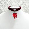 Goth Creative Acrylic Heart-shaped Blood Dripping Pendant Temperament Velvet Necklace for Women Men Halloween Party Jewelry Gift