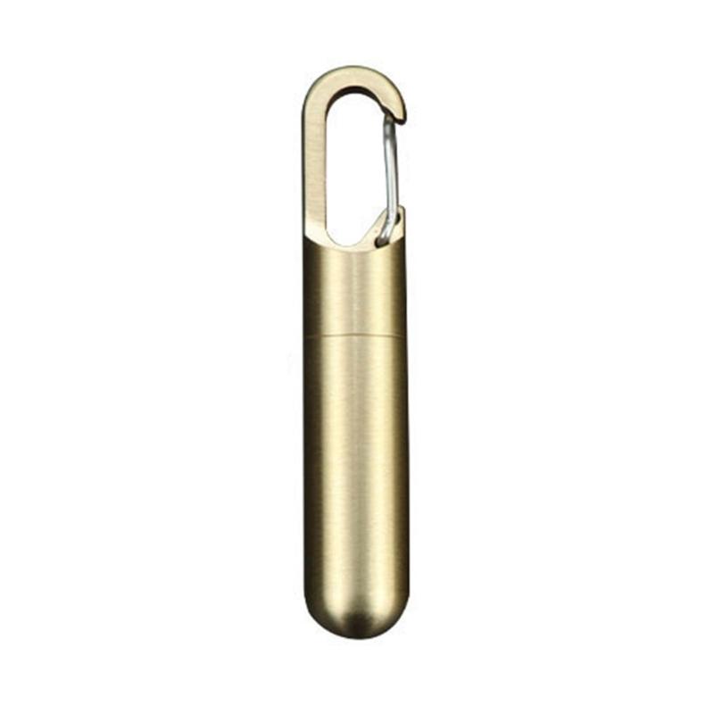 

Convenient Keychain Pills Case Practical Brass Pills Container with Keychain Secure Travel Case for Medications 1