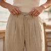 Women's Ffashionable Color Pocket Tie Loose Casual Suit Pants Commuting Straight Leg Casual Pants
