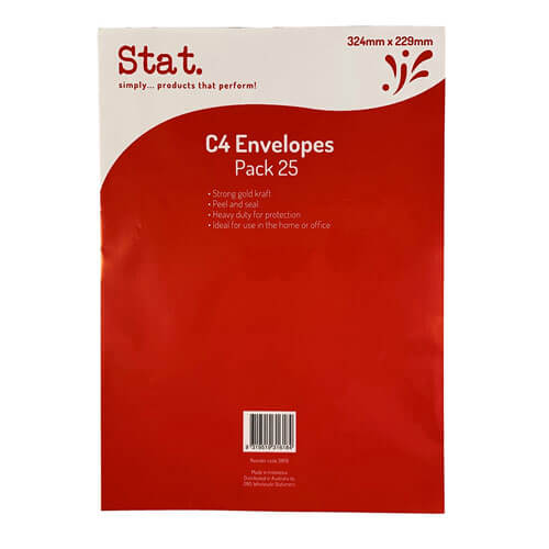 Stat Peal & Seal Envelope 25pk (Kraft) (C4)