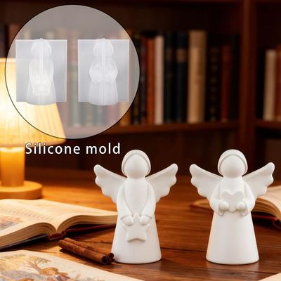 Moldes de Silicona, Molde de Resina para Fundición de Estatua de Ángel Hecha a Mano, Molde para Velas DIY, Molde para Hacer Adornos de Yeso para Decoración del Hogar