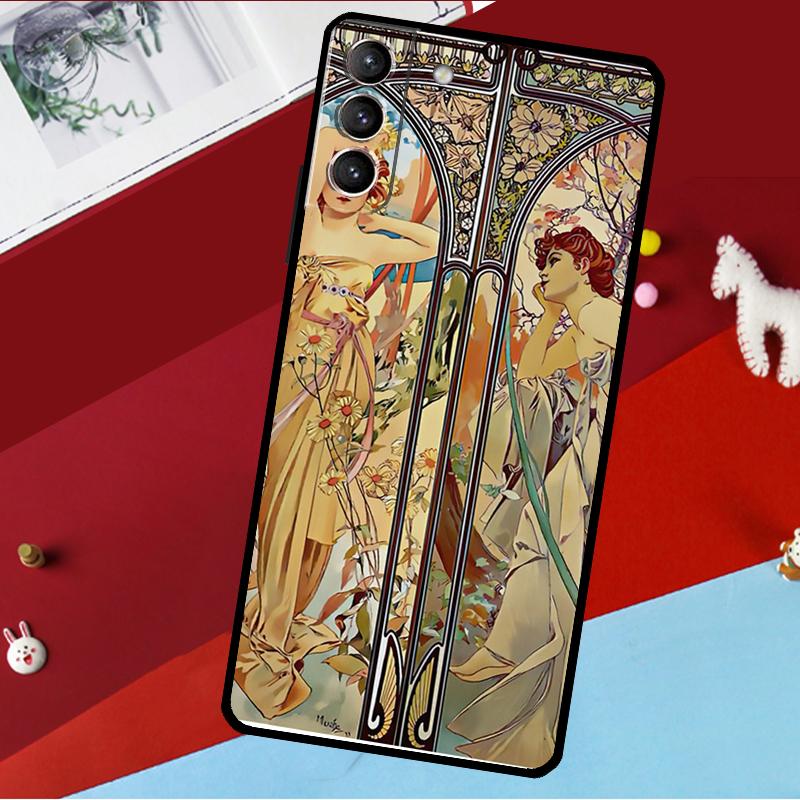 Alphonse Mucha Art Funda For Samsung Galaxy S26 Ultra S24 S22 S23 S25 Plus S20 S21 FE S9 S10 S25 FE Phone Case