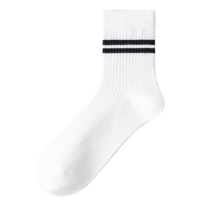 Men's Autumn and Winter Pure Cotton Striped Mid-calf Socks Boneless Long Socks Spring and Autumn Trend All-cotton Long Calf Socks Trend