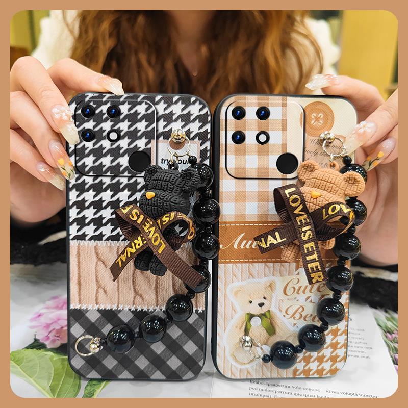Anti-knock Cute Phone Case For OPPO Realme Narzo 50A Silicone Black Pearl Pendant Dirt-resistant Skin-friendly Feel