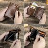 Men Genuine Leather Bifold Short Wallet RFID Blocking Zipper Coin Pocket