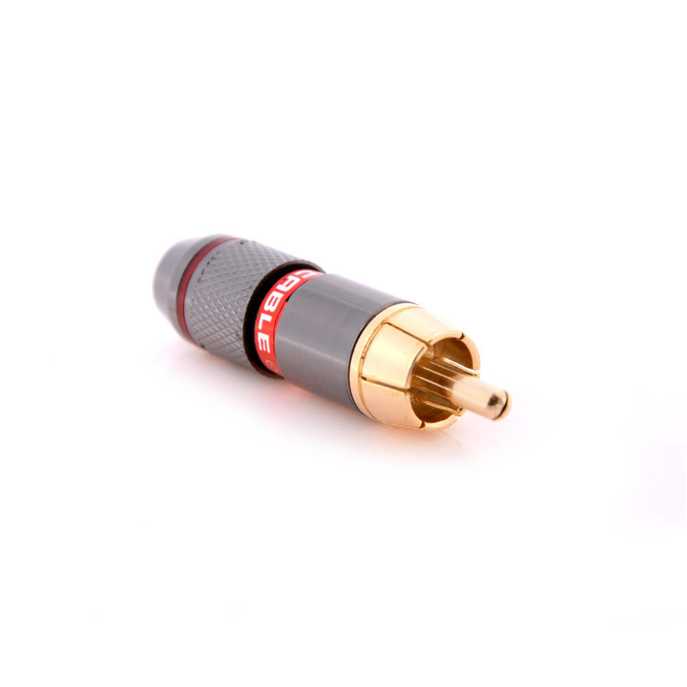 4 Pcs Rca Hi-Fi Gold-Plated Copper Male Plug Audio Connector