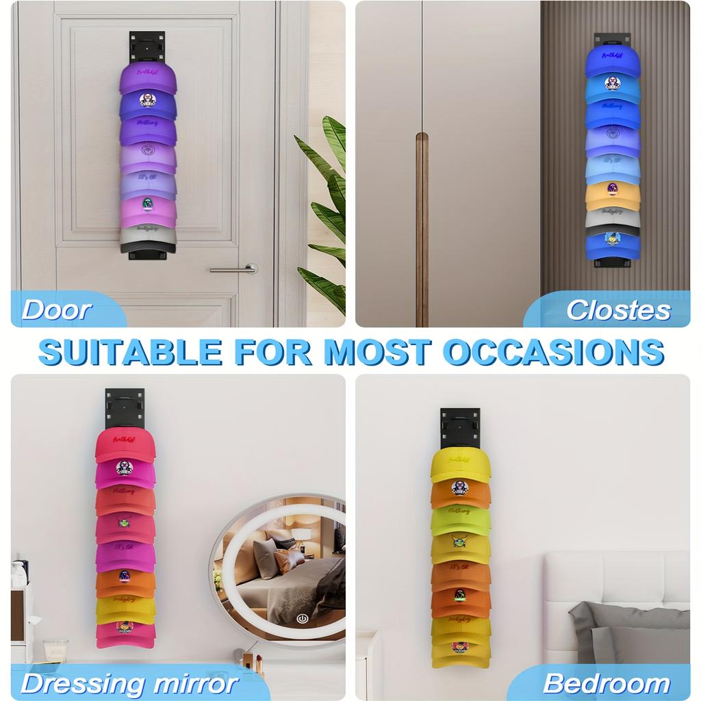 Baseball Cap Storage Rack, Wall-Mounted Hat Holder, Multi-Layer Display Stand, Wall Hook Suitable for Hats, Organized Placement