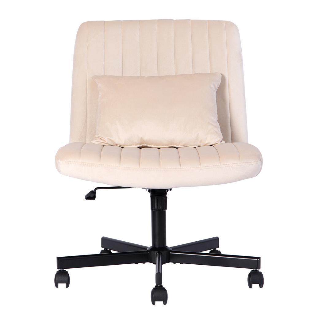 Modern Home Office – Height-Adjustable Swivel Chair without Armrests with Quiet Casters & Cushion – Elegant Fabric Chair for Study & Living Room