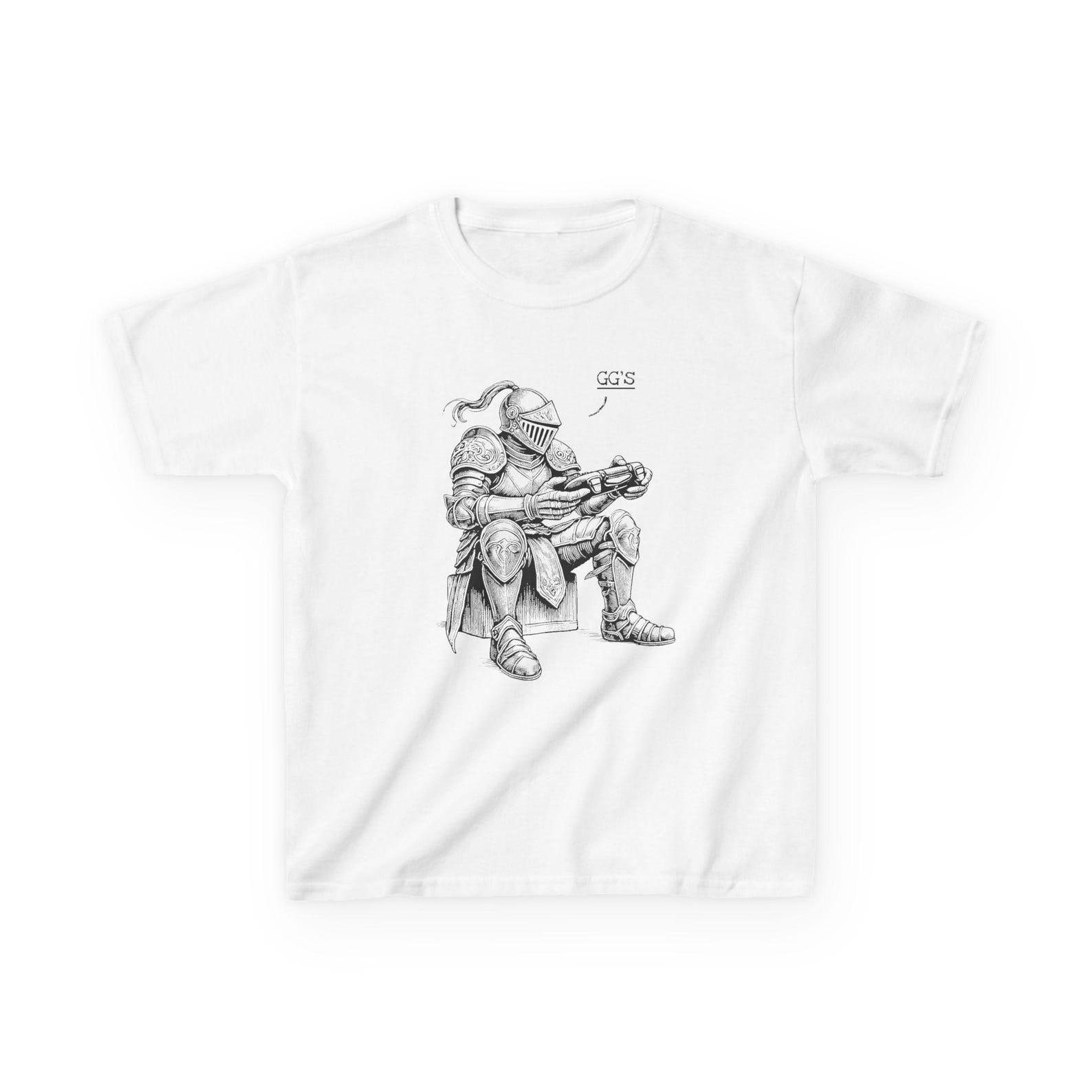 Knight Gamer Kids Cotton Tee: Playful Cartoon T-Shirt XL