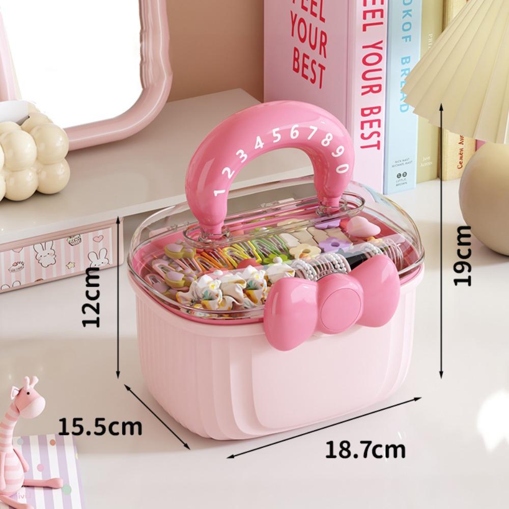 

Шкатулка для украшений с бантом Водонепроницаемый многослойный контейнер Симпатичная коробка-органайзер для игрушек Девочка Pink-S