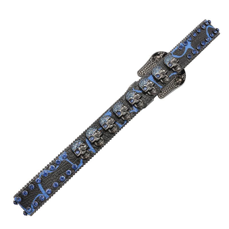 Design Skull Rhinestone Inlay Belt High-end Diamond Sequin Hip-hop Decoration Nightclub Belt for Women