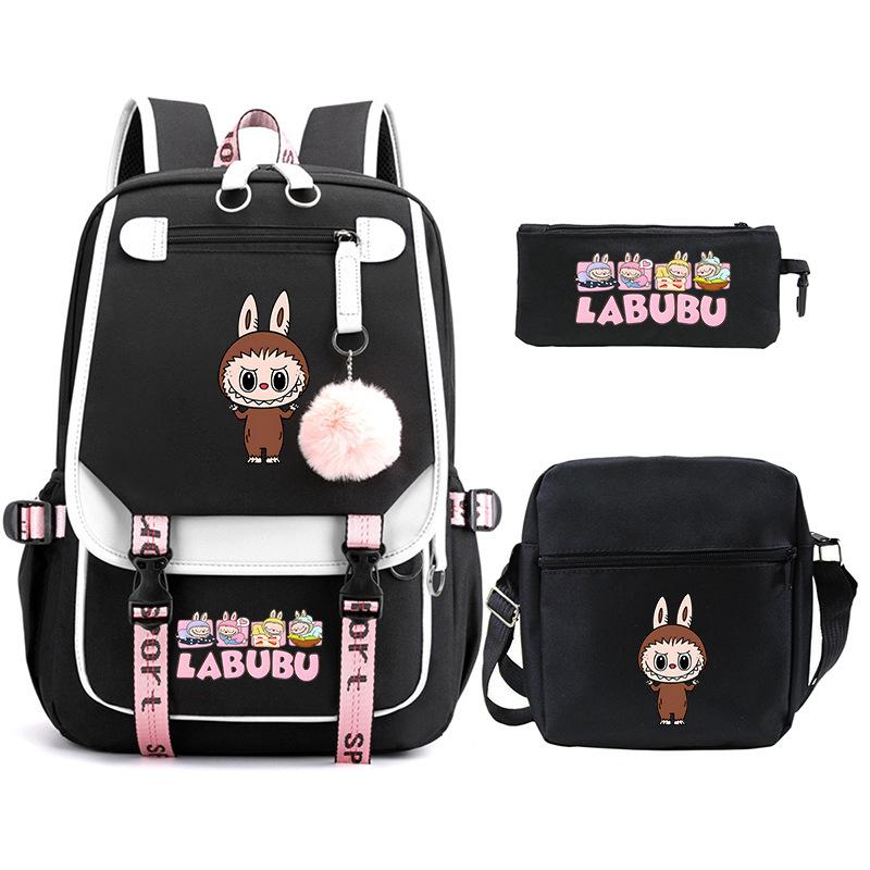 Cartoon Printed Children's Backpack Large Capacity Campus Trend Student Schoolbag Three-piece Set
