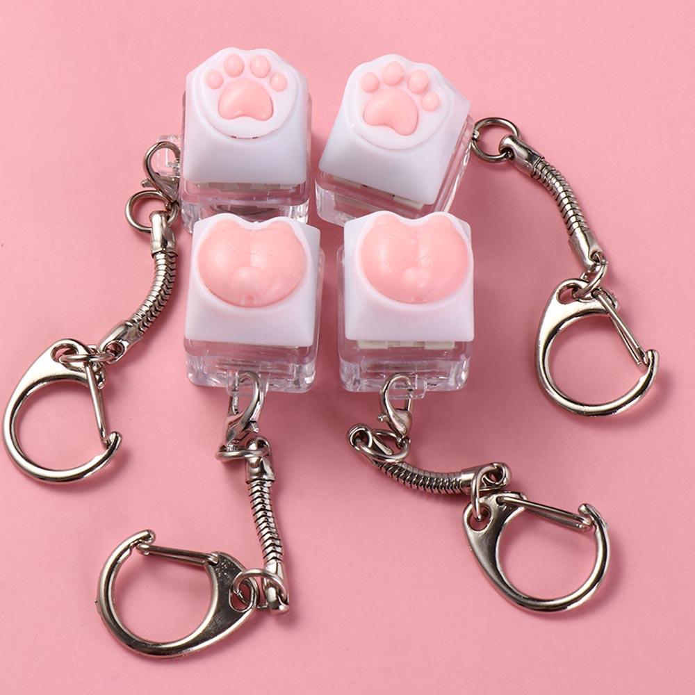 Cat Paws Corgi Buttock Pink Cat Claw Keycap Key Chain  Mechanical Keyboard