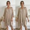 Sun Protection Knit Hollow Out Top Plus Size Crochet Top Women Solid Color Summer Beach Cloak  Lady