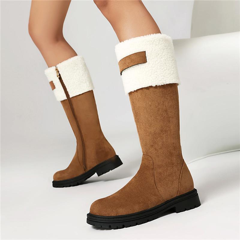 

Women s casual boots autumn and winter comfortable and warm thick-soled large-size medium-tube snow boots 48 коричневий
