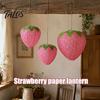Sweet Style Event Supplies Strawberry Paper Lantern, Pink Fruit Shaped Hanging Decor for Birthday Party, Theme Party Favors Collapsible Round