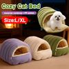 Winter Plush Cat Bed Warm Pet House Thickening Warmth Comfort Soft Kittens Sleeping Beds Closed-Off Cat Cave For Pet Warmth