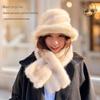 Winter Warmth: Luxe Faux Mink Scarf & Fluffy Women's Bucket Hat Set