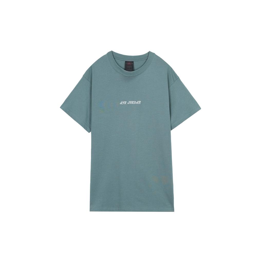 Jordan T Shirts Men's Green Crew Neck Moderate Straight Fit (Unisex) T-Shirts DQ4960 387