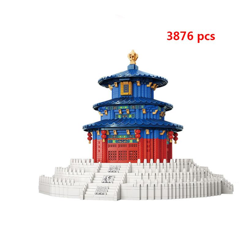 City Architecture Pink Castle Tree House Building Blocks Mini Brick Taj Mahal Great Wall Creative Model Construction Toys