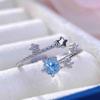 Natural Blue Topaz S925 Silver Ring - Simple Design Jewelry