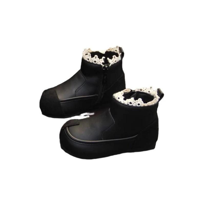 Herbst Mädchenstiefel Warm Mode Spitzenkanten Einfache Kinderschuhe Stilvoll Vielseitig Winterstiefel Klassische Stiefelette Komfortable Kurze Stiefel