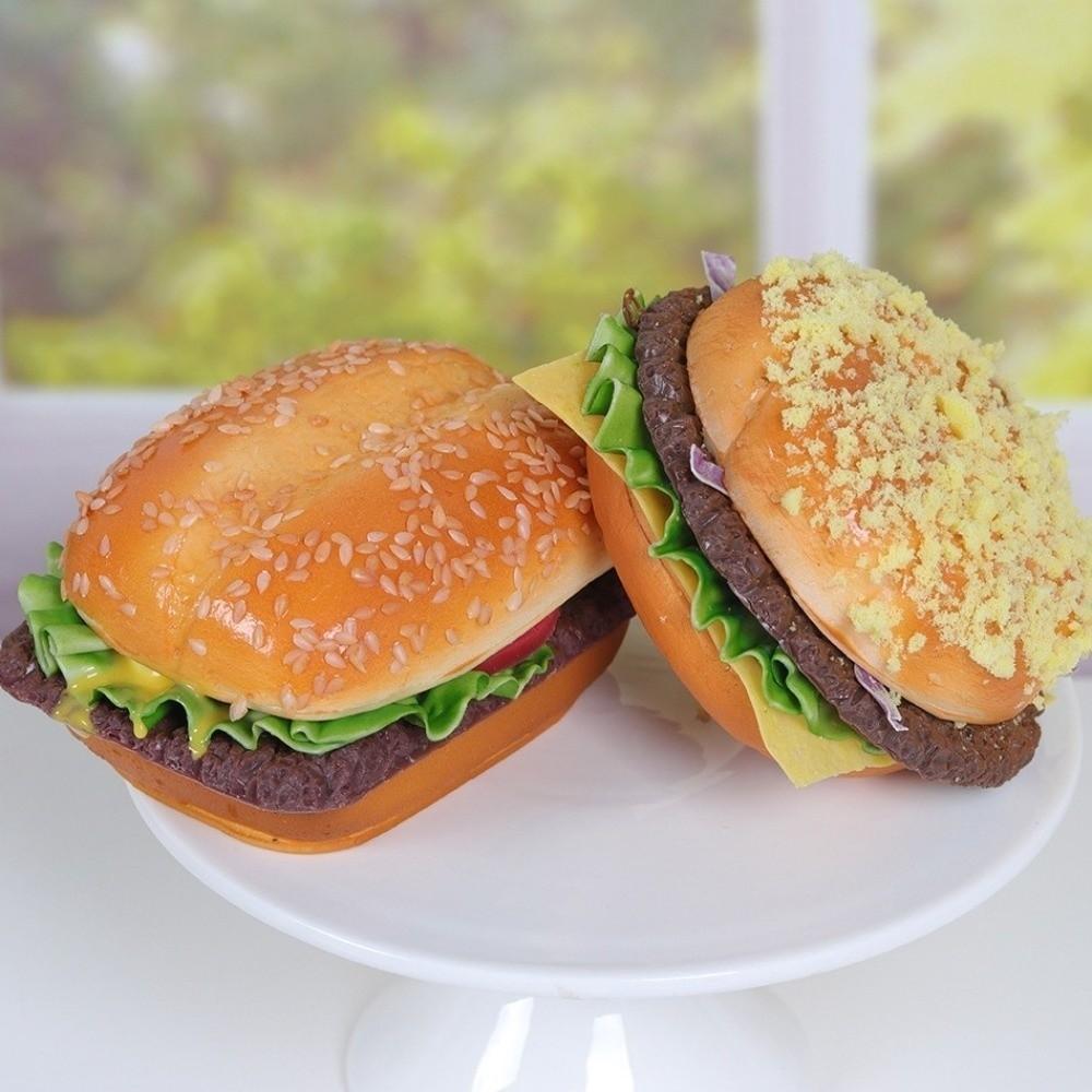 Realistic Beef Burger Model Soft PU Food Simulation Model Creative Fake Bread  Shop Window Display