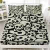 3pcs Fitted Sheet Set Gothic Style Skull Flowers Print 100% Polyester Breathable Bedding Set for Home Decor with 2 Pillowcases