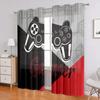 2 pieces, game controller curtains - grommet treatment - living room, bedroom, home decoration - black, red, and gray