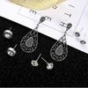4Pair/Set Retro Drop Stud Earrings Set Drop Earrings Red Hollow Female Anniversary Trendy Waterdrop Earring  Accessories Gifts