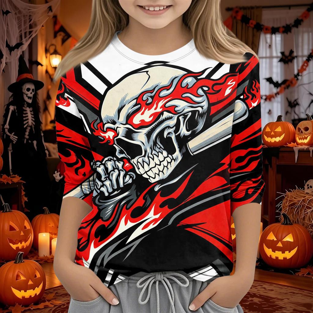 Kids Halloween 3/4 Sleeve T-Shirt for Boys and Girls
