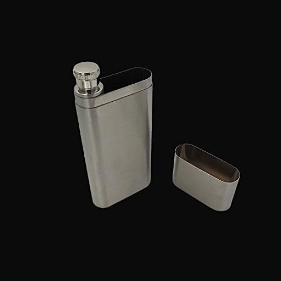 Bestler Skittle Bottle 2oz Portable Whiskey Bottle Flask Cigar Case for 2 Cigars FLAT