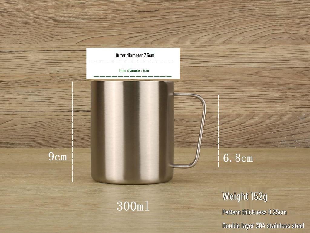300ml Double-Layer Insulated Coffee Cup - 304 Stainless Steel, Thermal Milk and Mouthwash Cup, Customizable Logo.