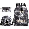 X Three-piece Schoolbag Printed Breathable Practical Backpack Large Capacity Oxford Bag