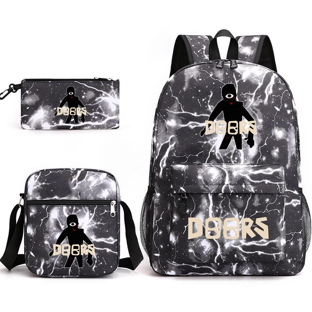 X Three-piece Schoolbag Printed Breathable Practical Backpack Large Capacity Oxford Bag