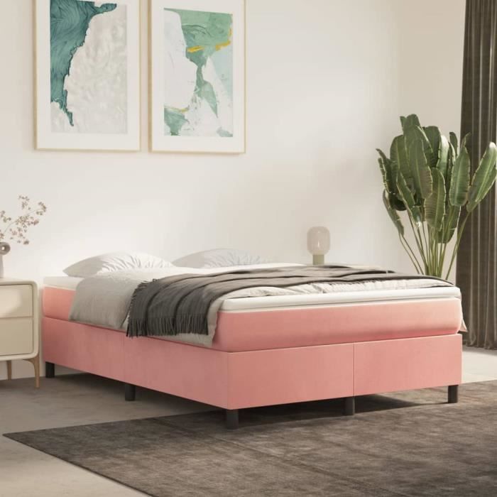 3144686 vidaXL Divan-lit Avec Matelas Rose 140x200 Cm Velours