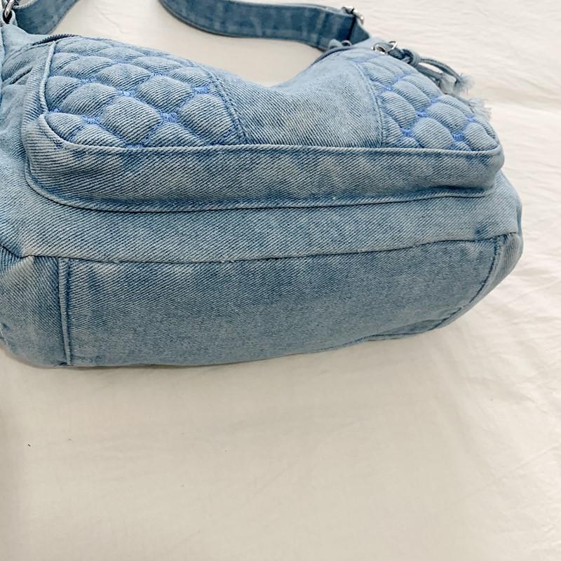 Denim Crossbody Bag for Women with Multi - Pockets & Quilted Detail, Lightweight & Stylish Shoulder Purse