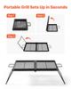 Heavy Duty Folding Campfire Grill, 61cm Portable Camping Grill Grate, Sturdy Steel Mesh, Compact Equipment Over Fire Pit, w/ Legs and Handle, Grilling