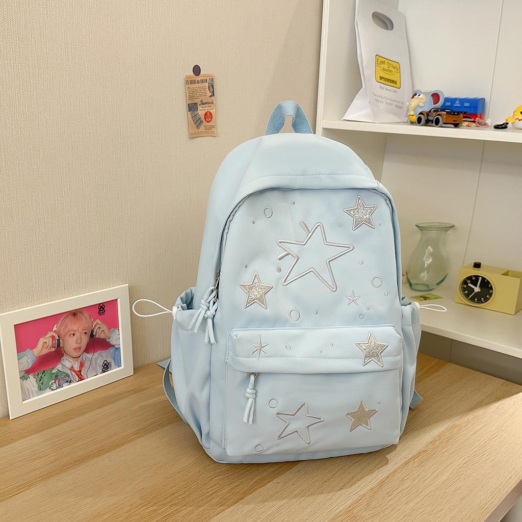 Schoolbag Japanese Ins Star Embroidered Backpack Lightweight Versatile Large Capacity Student School Bag Niche Leisure Commuter Backpack