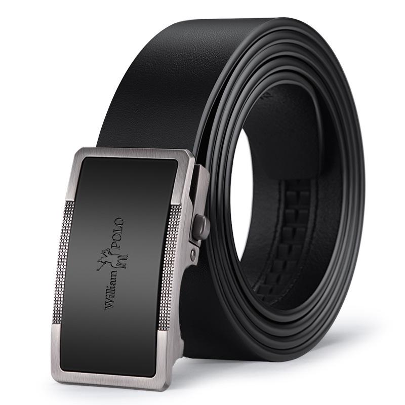 

Императорский ремень, мужской новый ремень, мужской ремень с самопряжкой, повседневный деловой, универсальный ремень для брюк из воловьей кожи 130cm серебряный