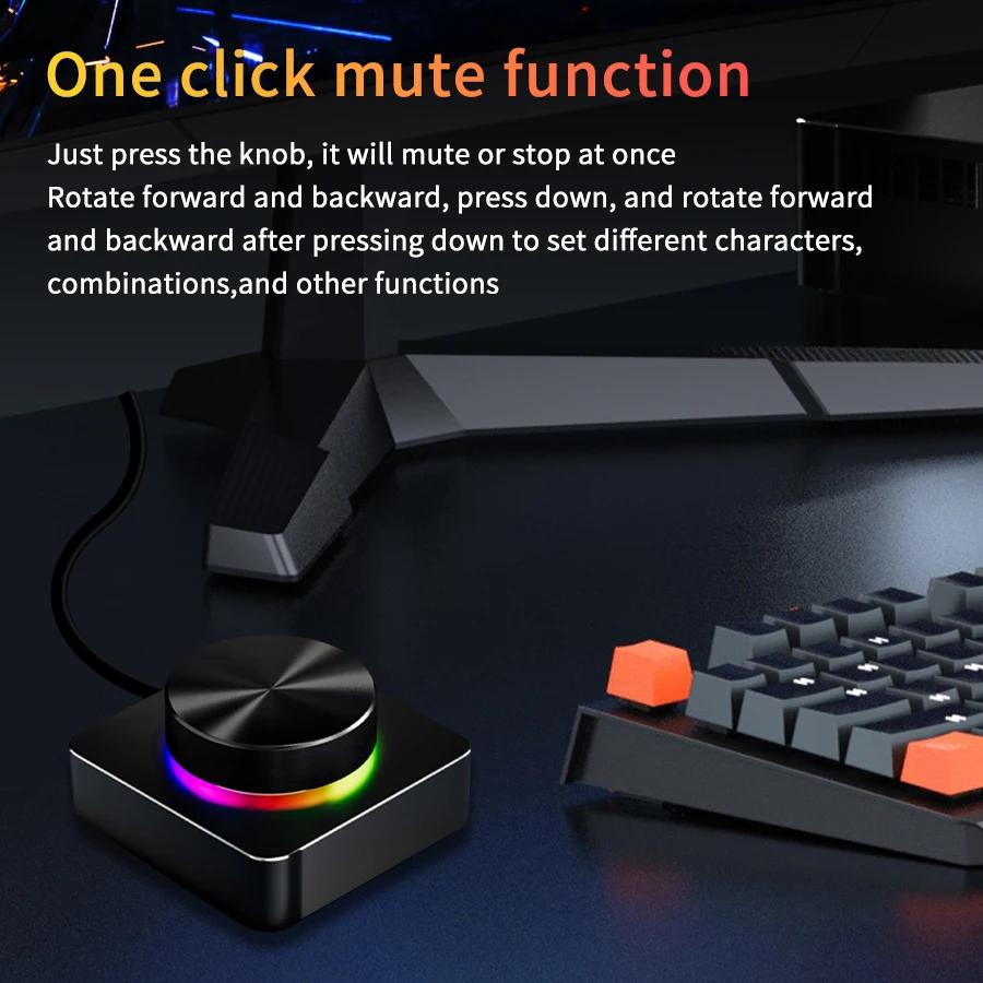 USB ovladač hlasitosti Multimediální otočný ovladač Klávesnice s drátovým/Bluetooth/2.4G připojením Mini klávesnice PC počítač Reproduktor Zvukový ovladač hlasitosti pro Win/Mac