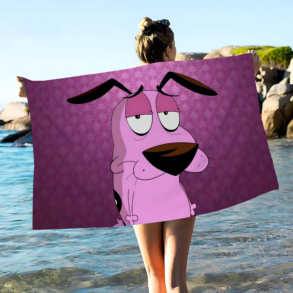 C-CORAGGIO Il Cane C-Codardo Telo Mare Asciugamano da Bagno Colorato per Ragazza Microfibra Asciugatura Rapida Personalizzato Senza Sabbia Spiaggia Palestra Piscina