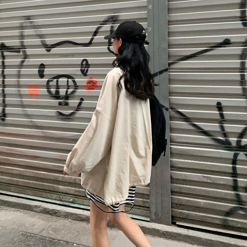 Women Solid Drawstrings Harajuku Leisure Streetwear Chic Zipper Outwear Jackets