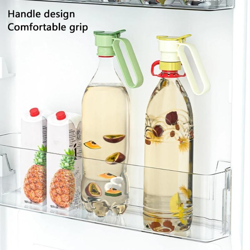 Cold Water Bottle Seal Controlled Volume Drinks Bottle Deflector Creative Carry Handle Press Dispense with Lid Cup Cover