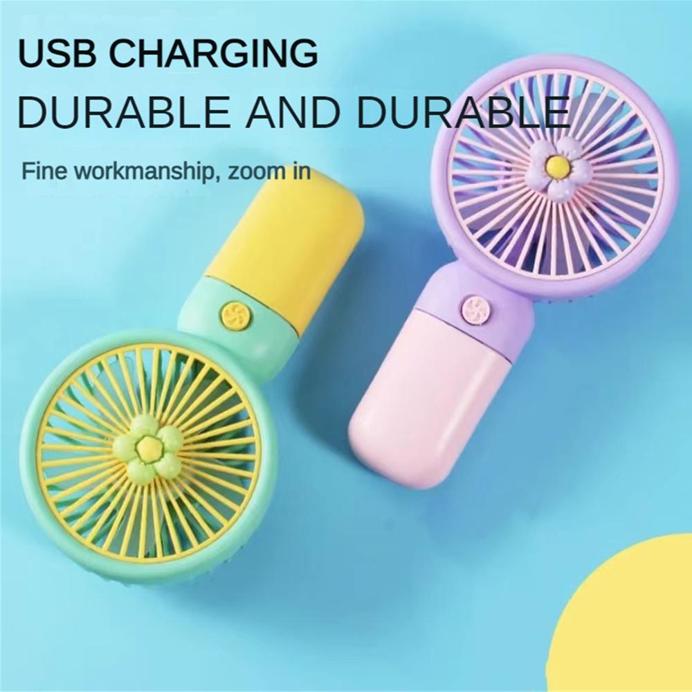 Handheld Small Fan Summer Mini USB Charging 1st Gear Fan with Lazy Stand Handheld Desktop Portable Silent Student 1PC