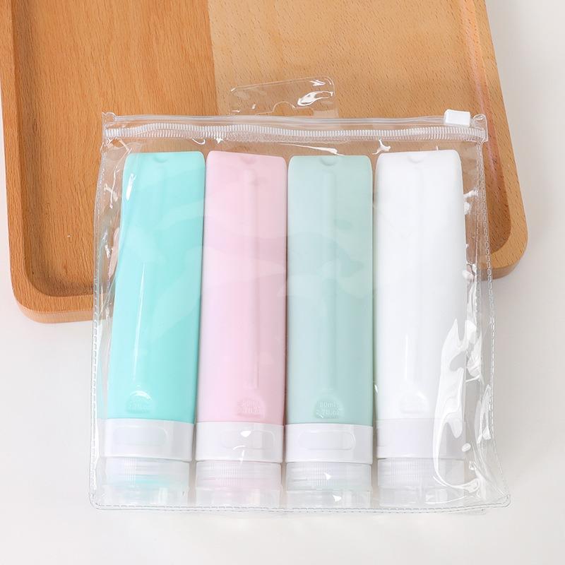 Silicone Dispenser Bottle Travel Cosmetic Dispenser Bottle Set Shampoo Storage Bottle 4pcs/5pcs Set