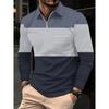Herren Color Block Viertelreißverschluss Poloshirt Langarm Umlegekragen Strukturierter Stoff Lässiges Oberteil