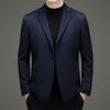 90% Wool 10% Cashmere High-end Business Casual Men's Wool Suit Autumn and Winter Blue Plaid Coat
