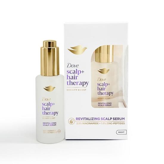 Dove Scalp + Hair Therapy Density Boost Revitalizing Scalp Serum with active ingredients 2.5% Niacinamide and 1.5% Zinc-peptides