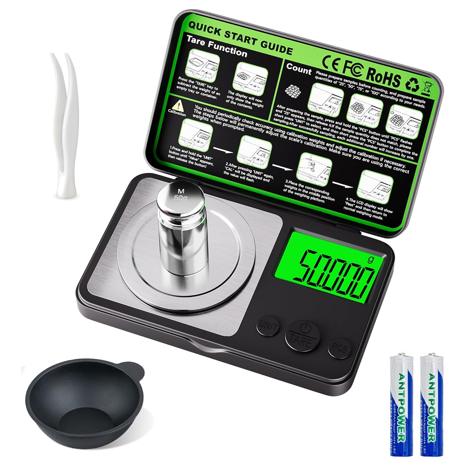 

Phyxiul Precision Scale 0.001g x 100g Electronic Balance, High-Precision Digital Scale, Mini Jewelry Scale for Gold Powder and Pharmaceutical Use, Por